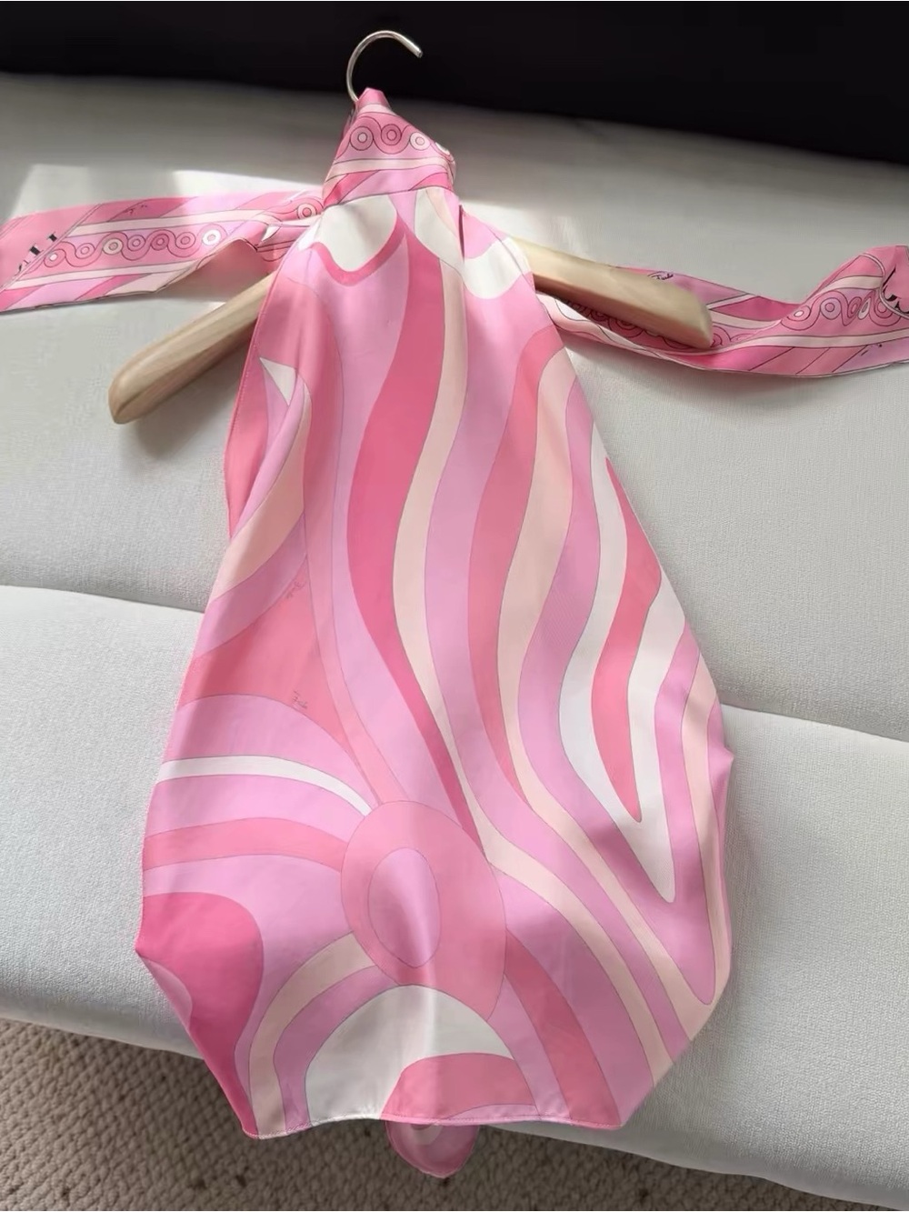 Emilio Pucci Pink & White Silk Halter Scarf Top